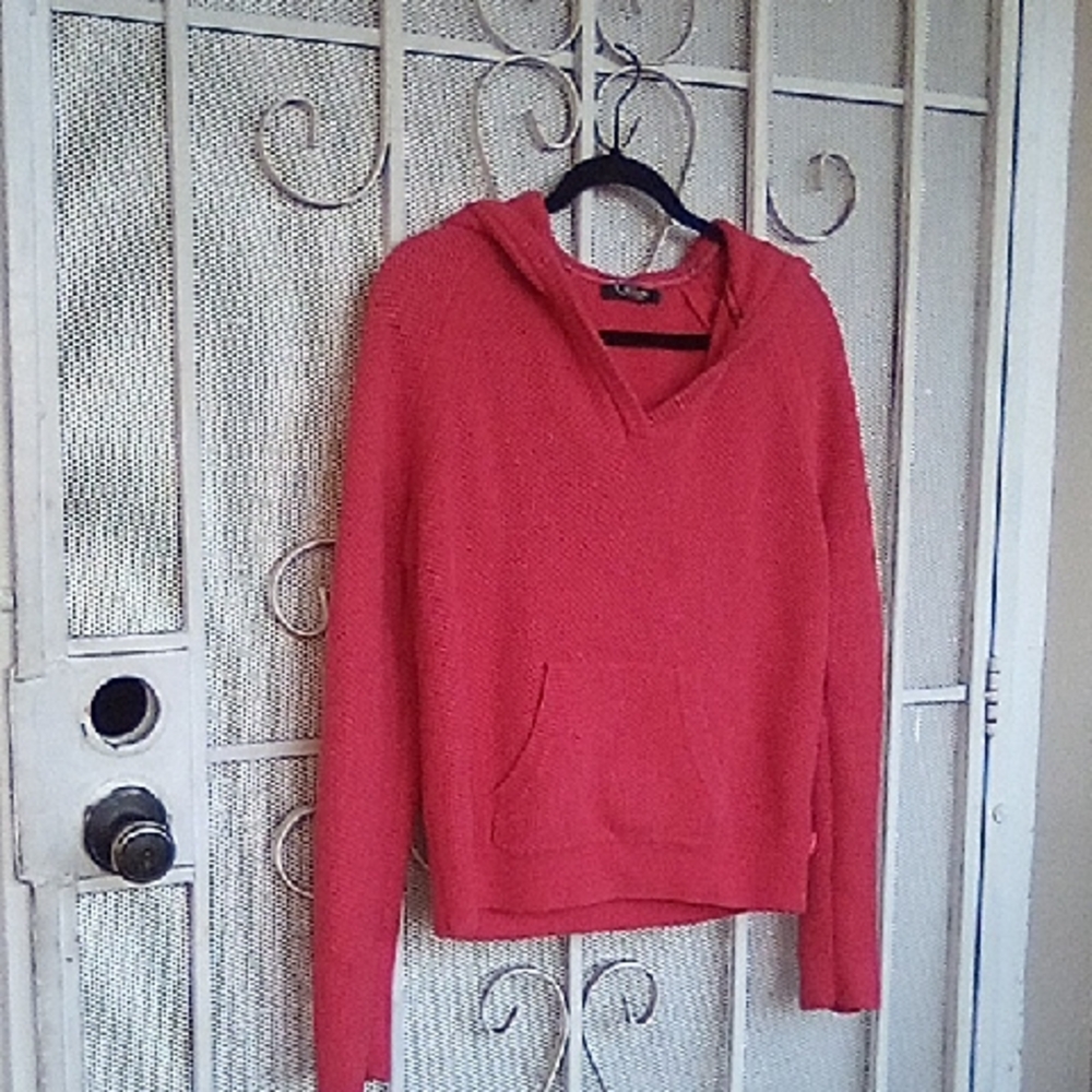 Lauren Ralph Lauren Black Label V Neck Cable Knit Sweater With Hoodie Size M/L